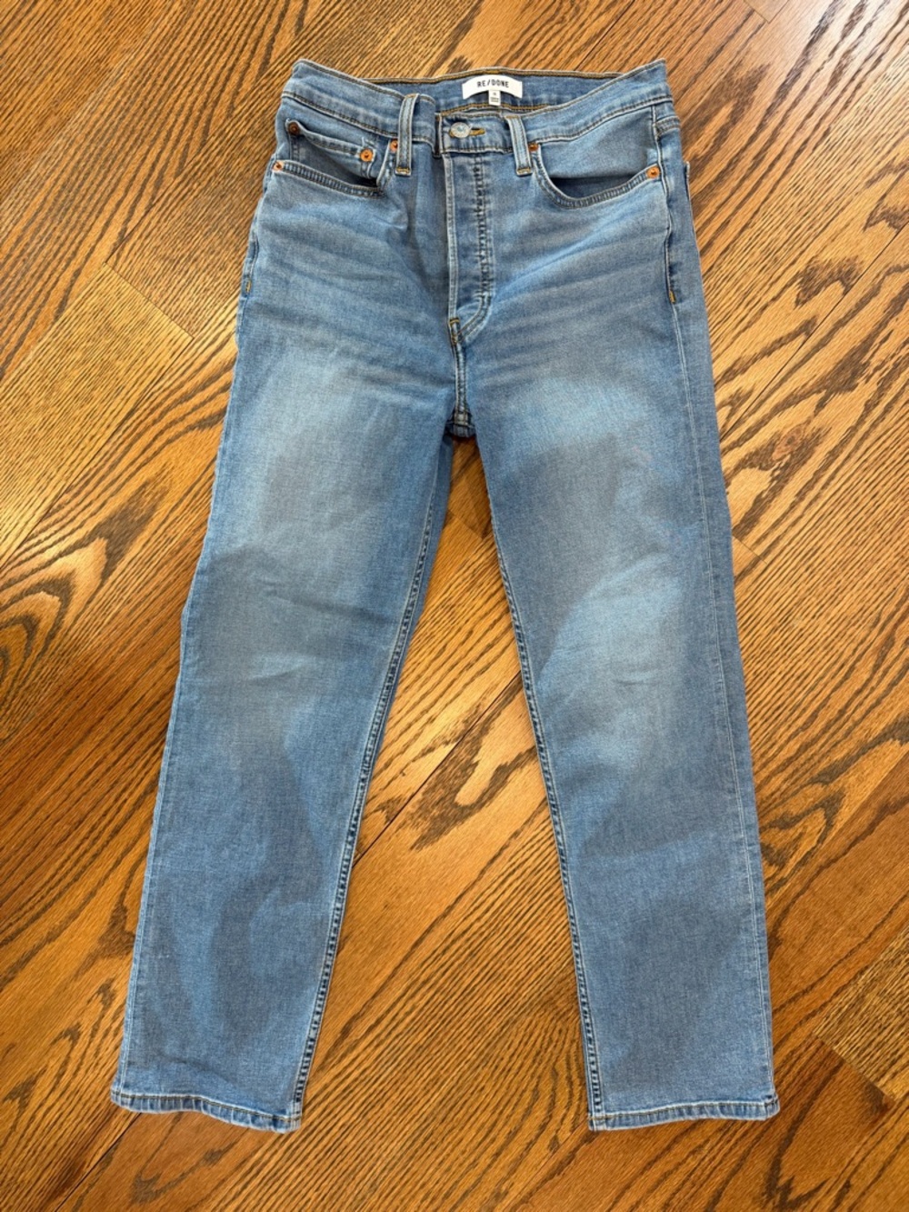 Re/Done Women's Light Blue Ankle Crop Jeans
